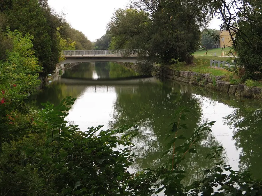 Avon River and bridge in Stratford, Ontario